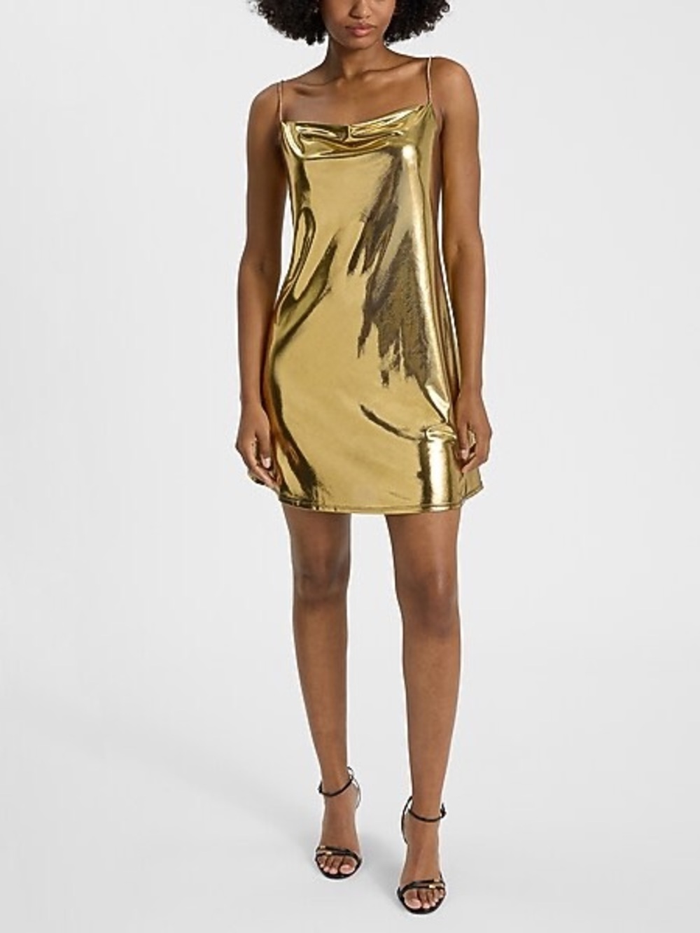 NNWM express Woman Metallic Gold Slip Dress NWT European Style Party Mini Medium